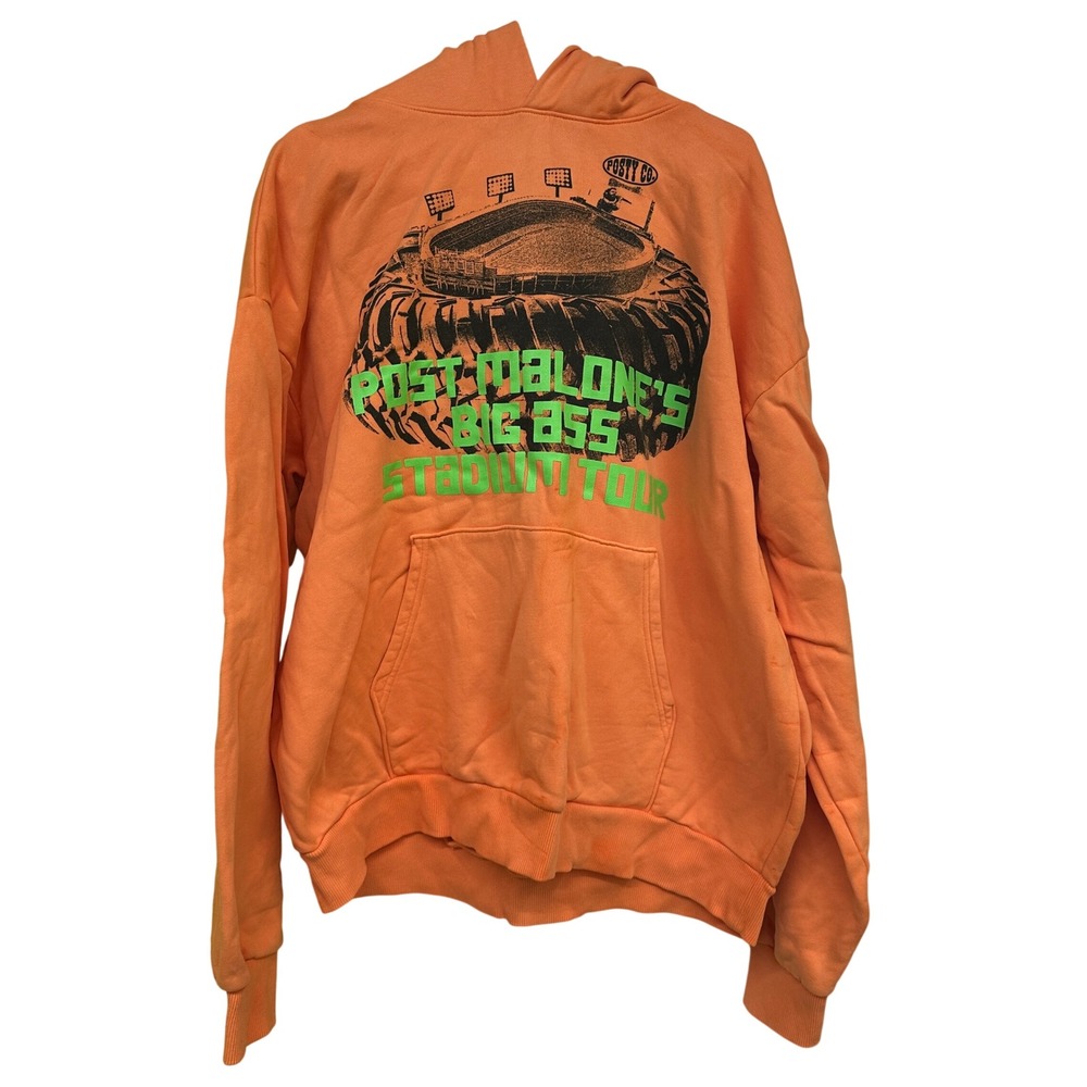 Post Malone Big Ass Stadium Tour Hoodie Orange Neon Green Graphic XL